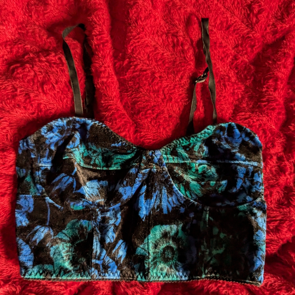 Floral Velvet Crop Top
